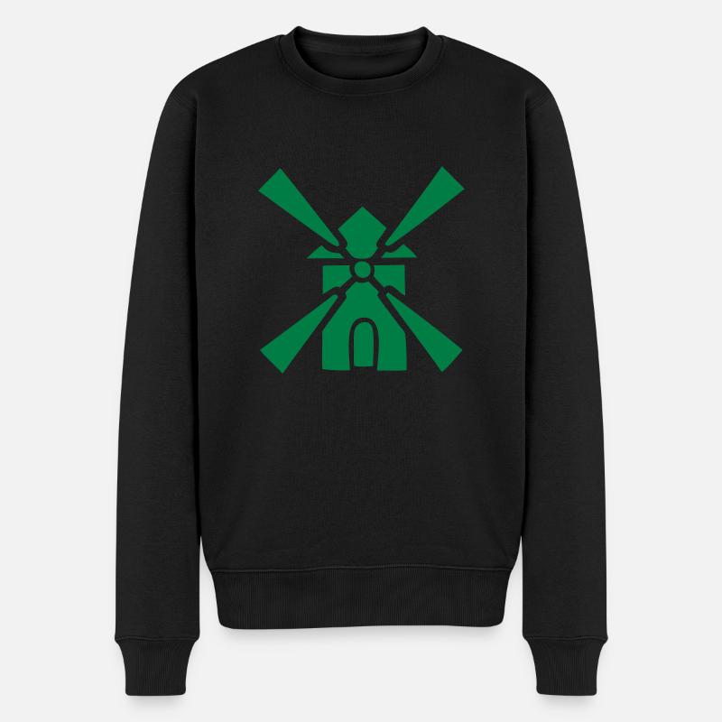 Mühle Zeichnungssymbol der Windmühle, Müller - Männer Premium Bio Pullover - Schwarz