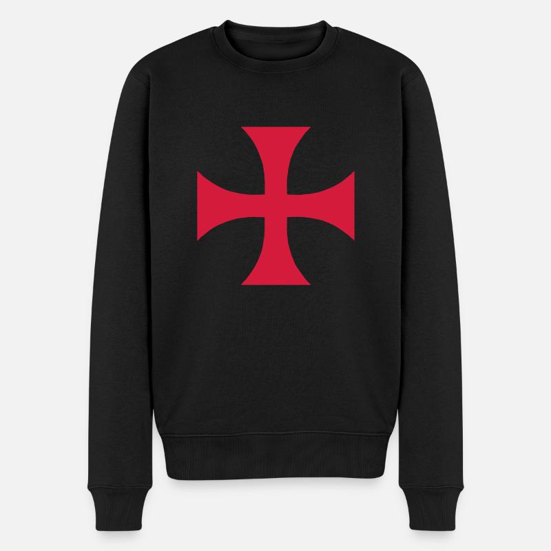 Templer Kreuz - Männer Premium Bio Pullover - Schwarz