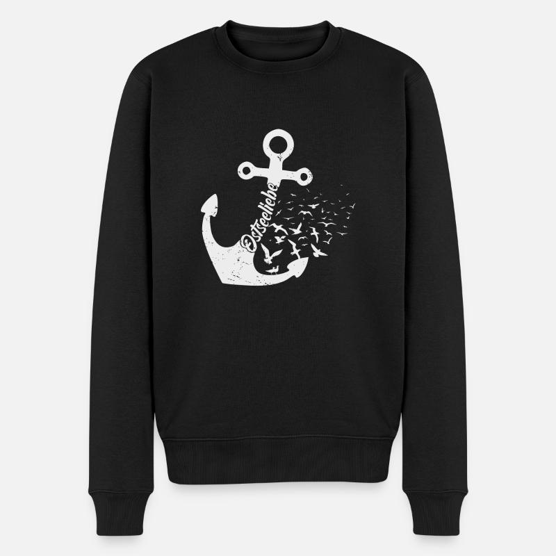 Ostseeliebe Anker & Möven - Männer Premium Bio Pullover - Schwarz