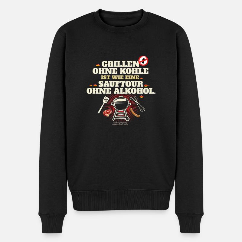 Grillen ohne Kohle Button - Männer Premium Bio Pullover - Schwarz
