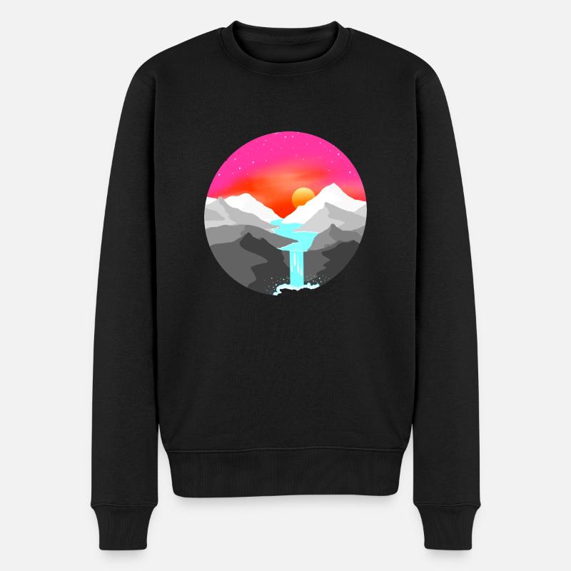 Landscape Digital Painting Sunset in the Mountain - Männer Premium Bio Pullover - Schwarz