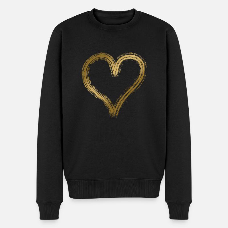 Herz gold - Männer Premium Bio Pullover - Schwarz