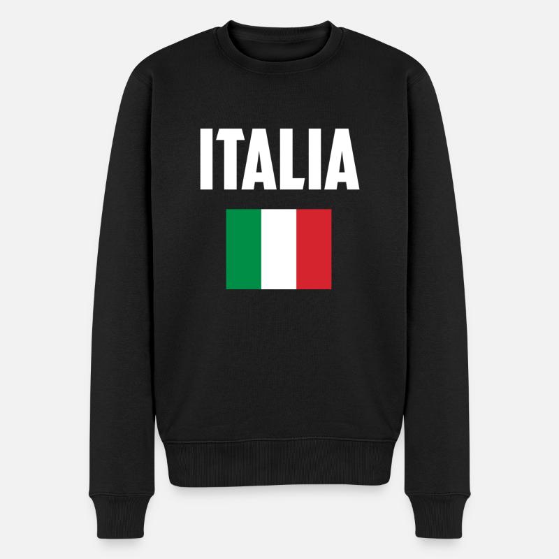 Italia Italy Italian Italien Flagge - Männer Premium Bio Pullover - Schwarz