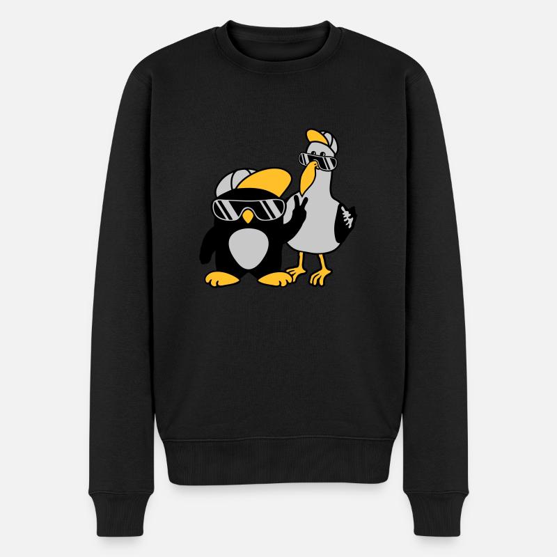 Möwe Pinguin 2 Freunde - Männer Premium Bio Pullover - Schwarz