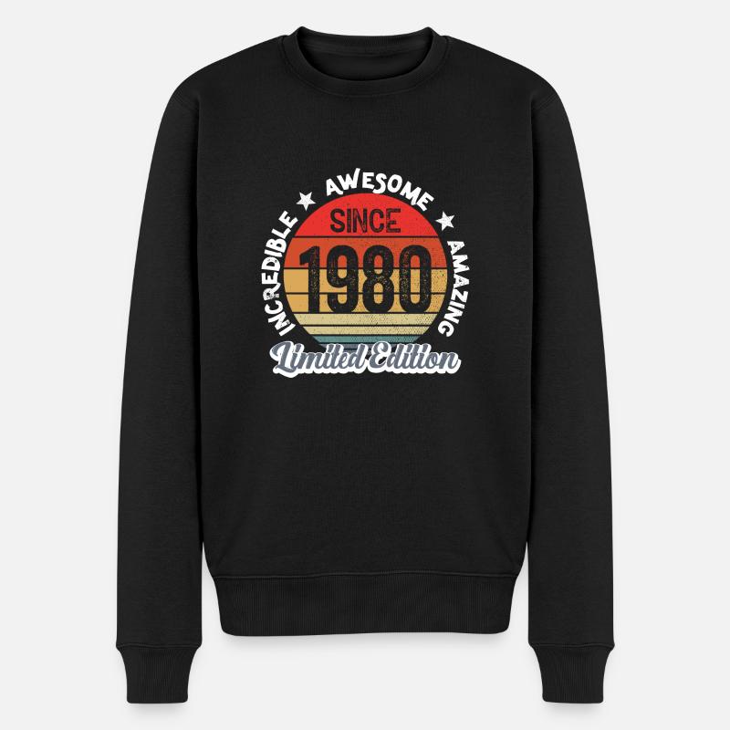 erstaunlich seit 1980 - Jubiläum - Männer Premium Bio Pullover - Schwarz