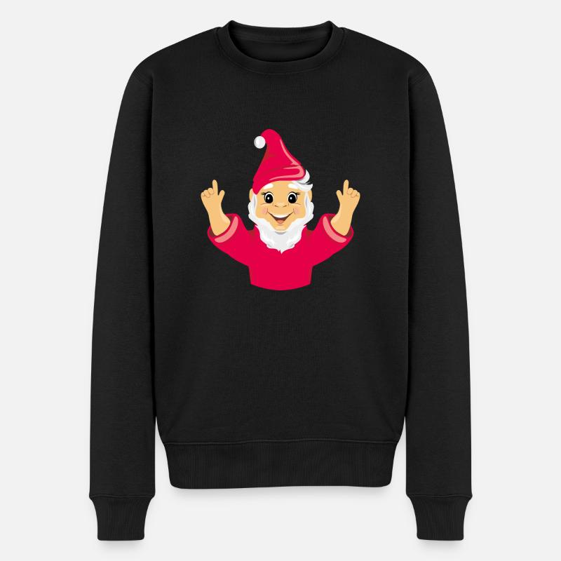 Glücklicher Gnom - Männer Premium Bio Pullover - Schwarz