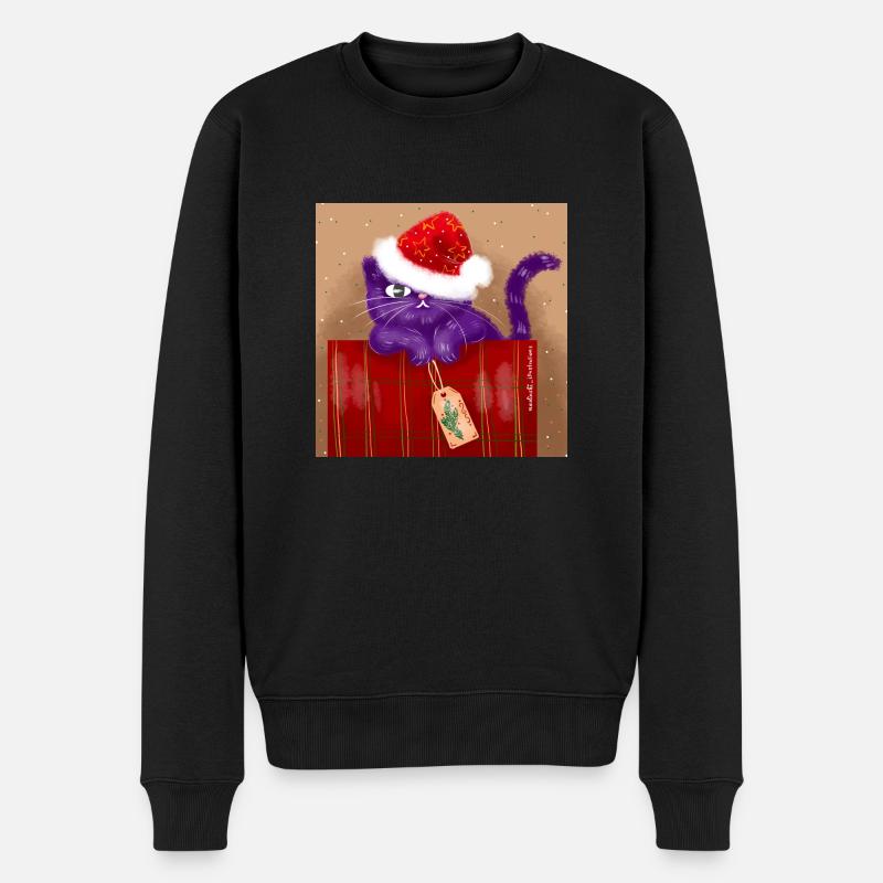 Weihnachtskatze - Männer Premium Bio Pullover - Schwarz