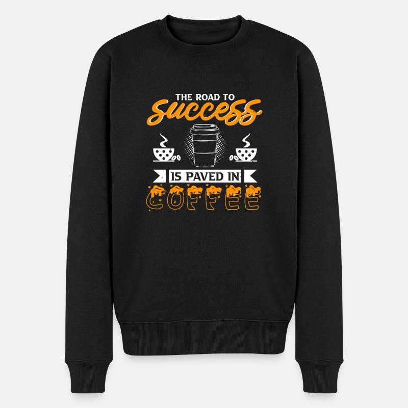 DER WEG ZUM ERFOLG IST IM KAFFEE GEEBNET - Männer Premium Bio Pullover - Schwarz
