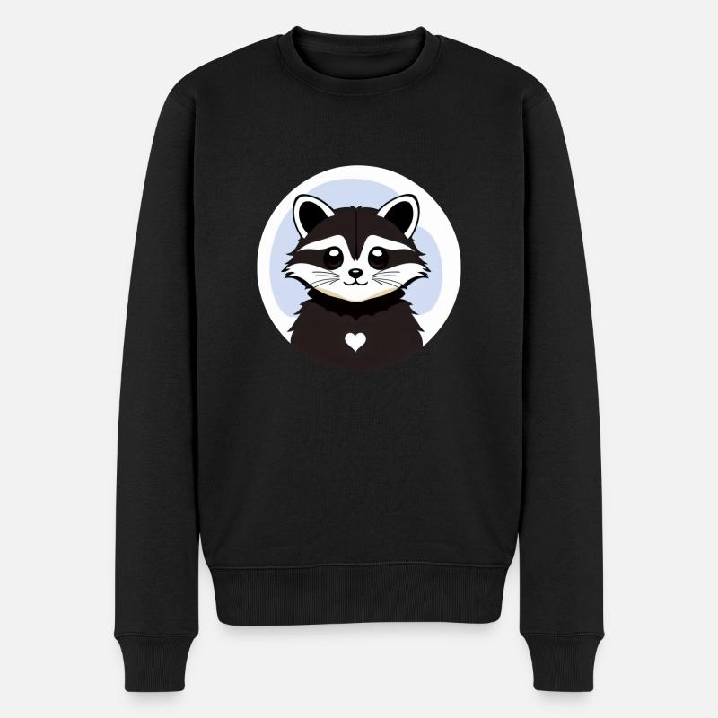 Waschbären süßer Cartoon Waschbär 4 - Männer Premium Bio Pullover - Schwarz