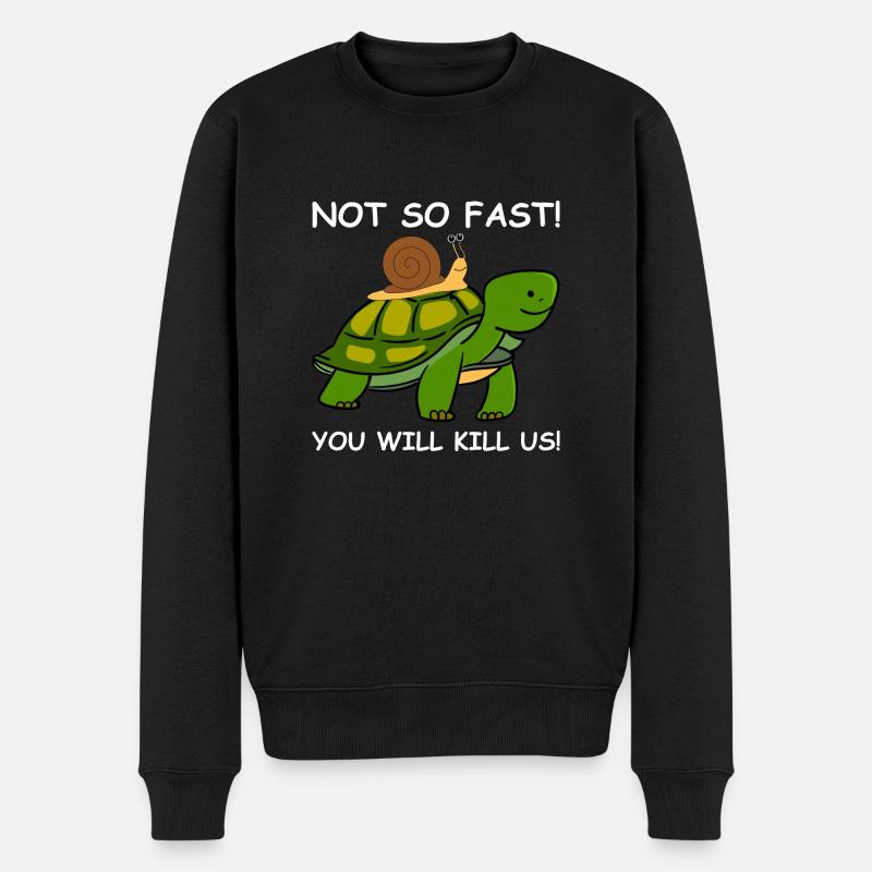 Escargot tortue PAS SI VITE - Pull Premium bio Homme - noir