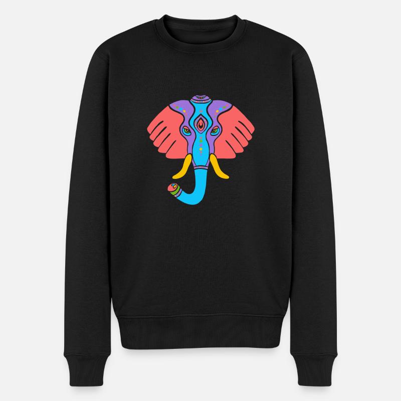 Symbol eines indischen Elefanten, Kultur Indiens - Männer Premium Bio Pullover - Schwarz