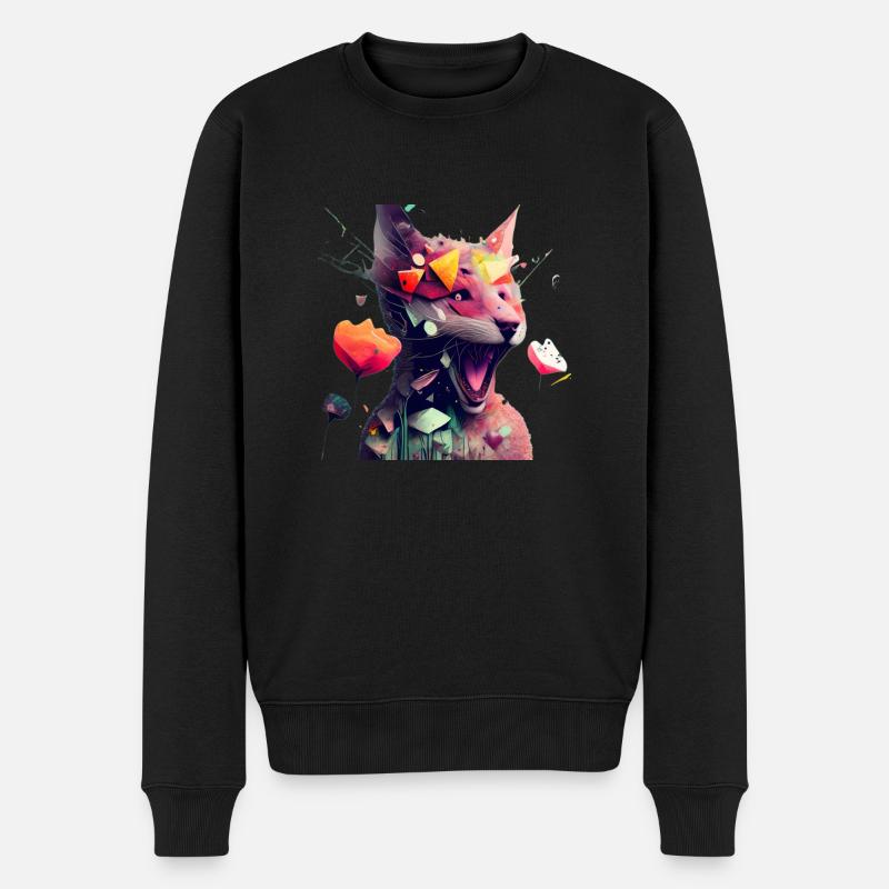 Frühling Fuchs und Blumen - Männer Premium Bio Pullover - Schwarz