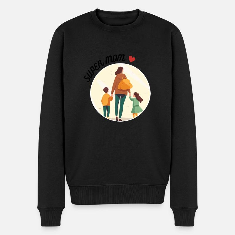 Super Mama - Männer Premium Bio Pullover - Schwarz
