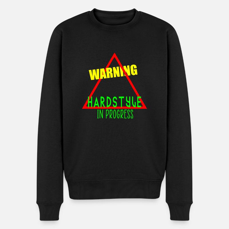 Warnung Hardstyle im Gange - Männer Premium Bio Pullover - Schwarz
