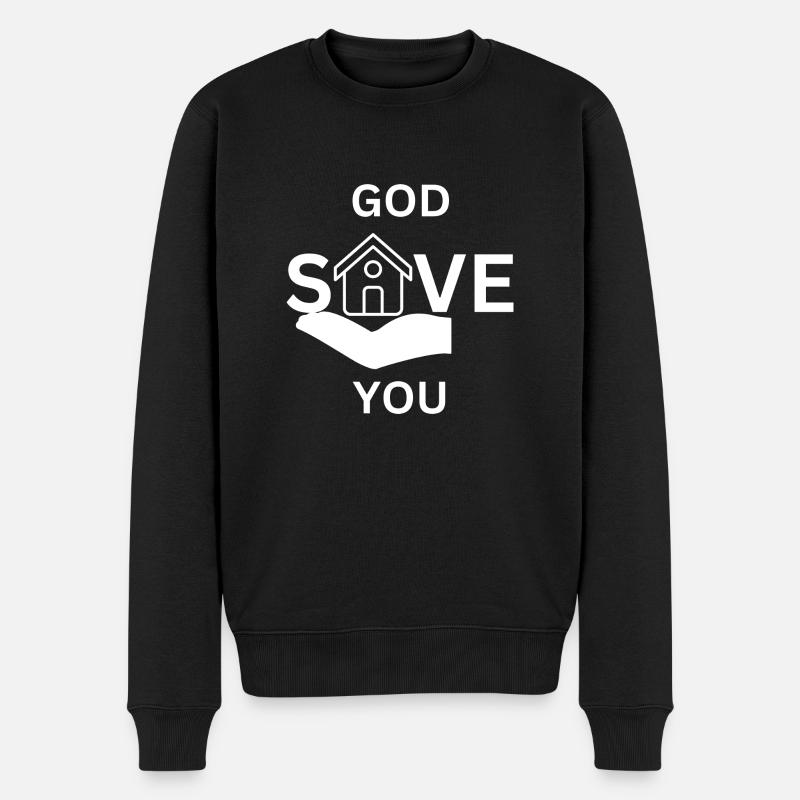 God save you white - Männer Premium Bio Pullover - Schwarz