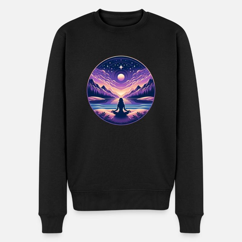 Gelassenes Meditations-Design - Männer Premium Bio Pullover - Schwarz
