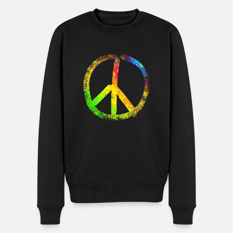 signe de paix arc-en-ciel 02 - Pull Premium bio Homme - noir