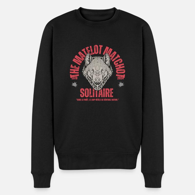 Le loup solitaire - Pull Premium bio Homme - noir