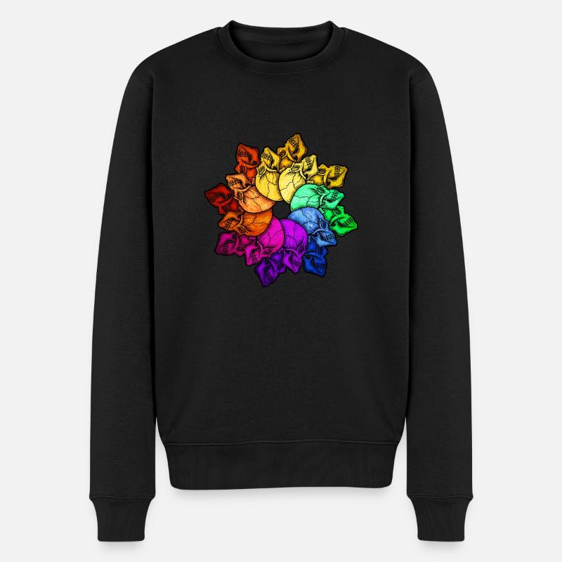 Regenbogen Schädel - Männer Premium Bio Pullover - Schwarz
