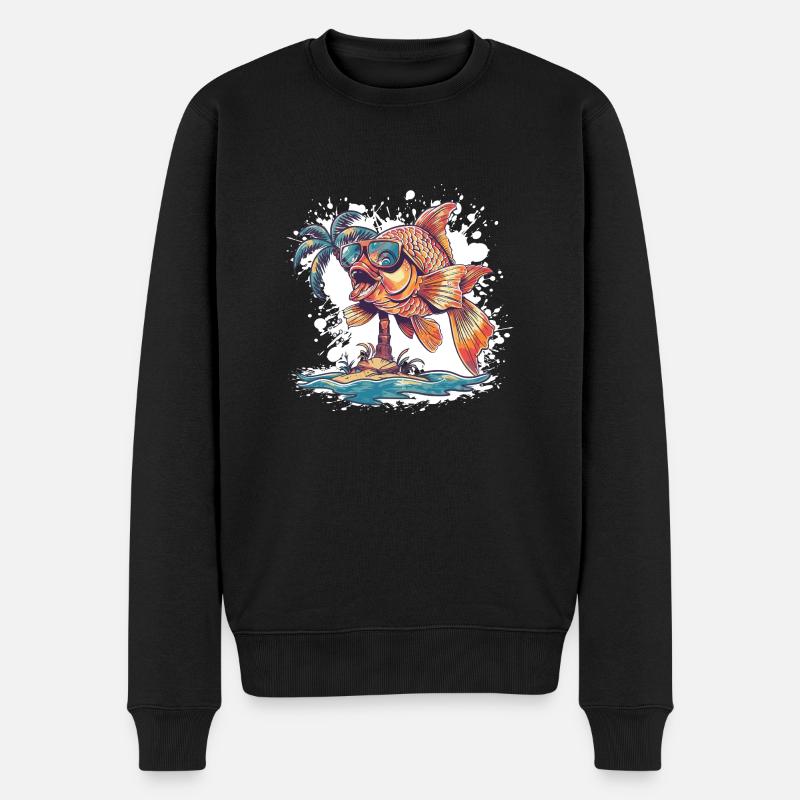Palmier de l’île Goldfish - Pull Premium bio Homme - noir