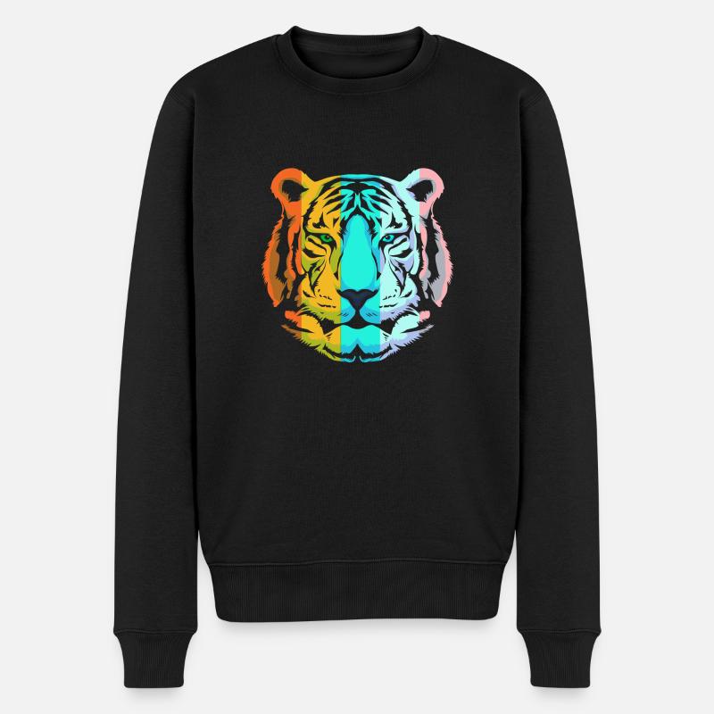 Weißer Tiger - Männer Premium Bio Pullover - Schwarz