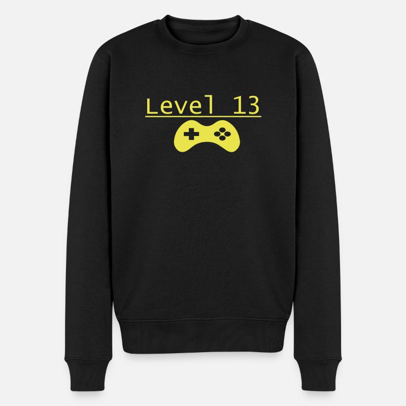 Level 13 - Männer Premium Bio Pullover - Schwarz