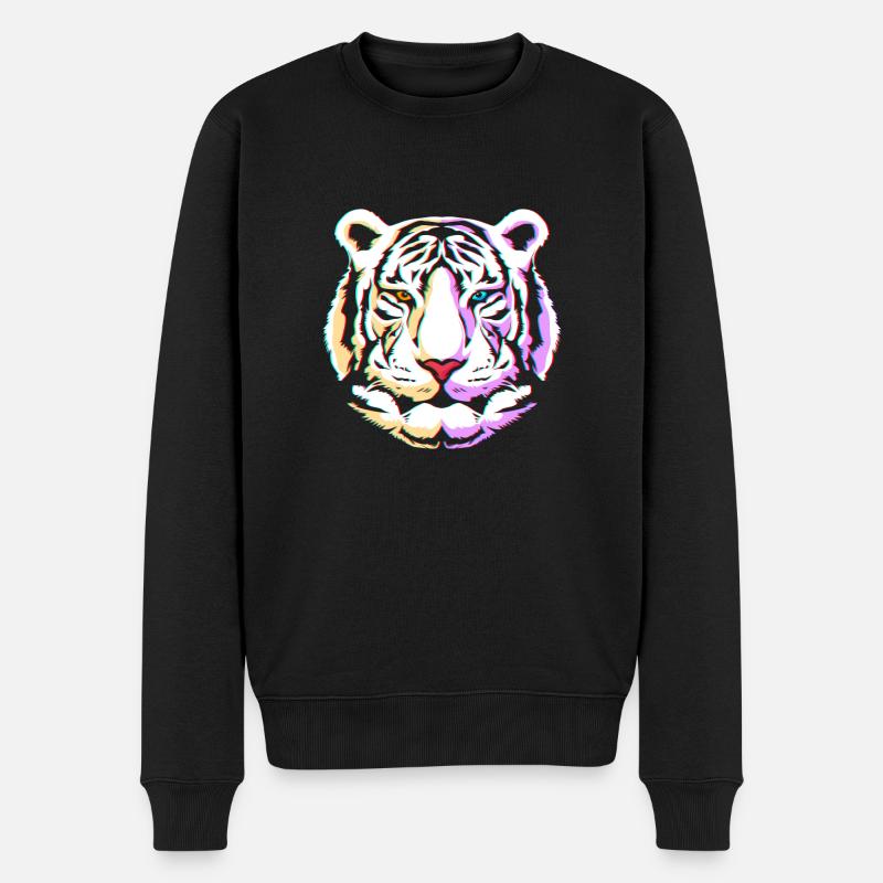 Weißer Tiger - Männer Premium Bio Pullover - Schwarz