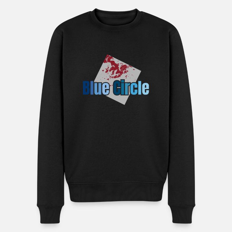 Graues Quadrat Blauer Kreis - Männer Premium Bio Pullover - Schwarz