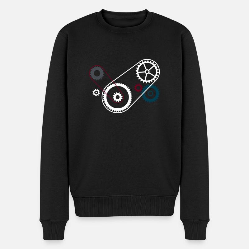 Zahnräder Getriebe Motorblock - Männer Premium Bio Pullover - Schwarz
