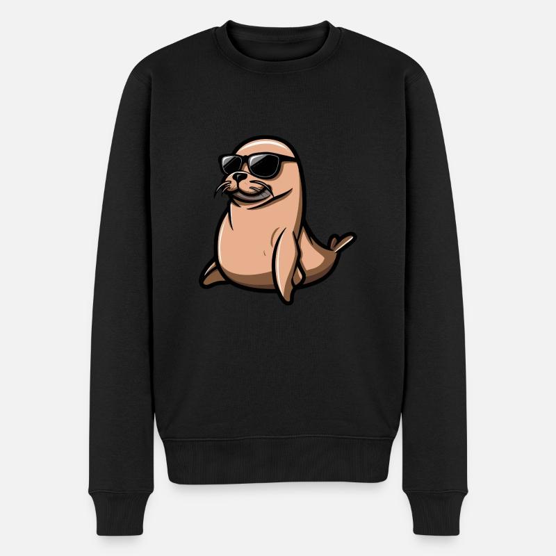 Robbe Cool Tier - Männer Premium Bio Pullover - Schwarz