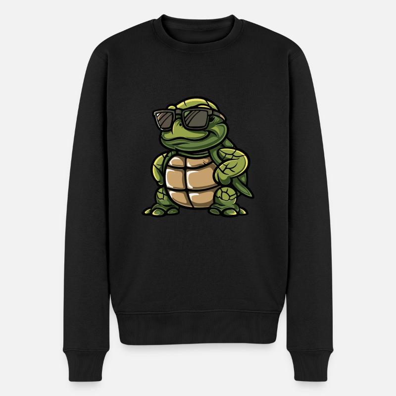 Schildkröte Cool Tier - Männer Premium Bio Pullover - Schwarz