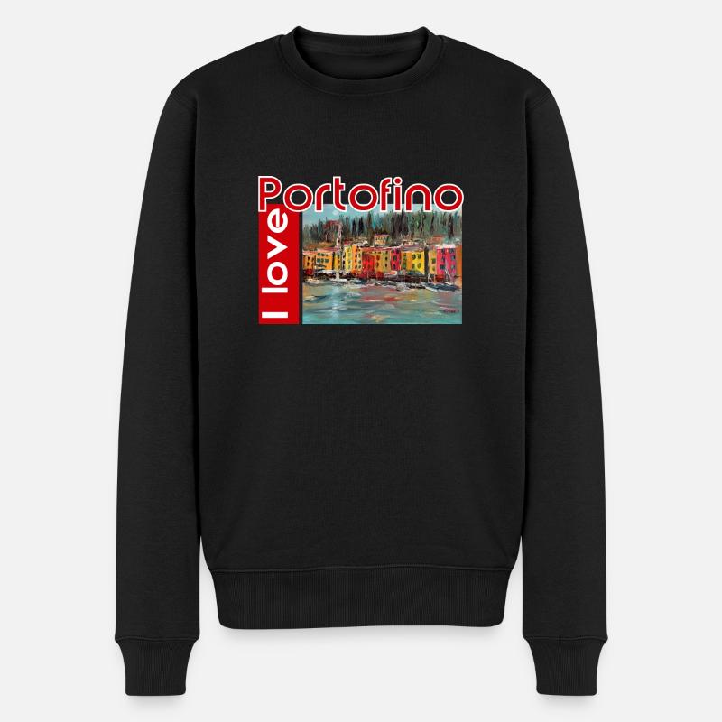 I love Portofino. Italy. - Männer Premium Bio Pullover - Schwarz