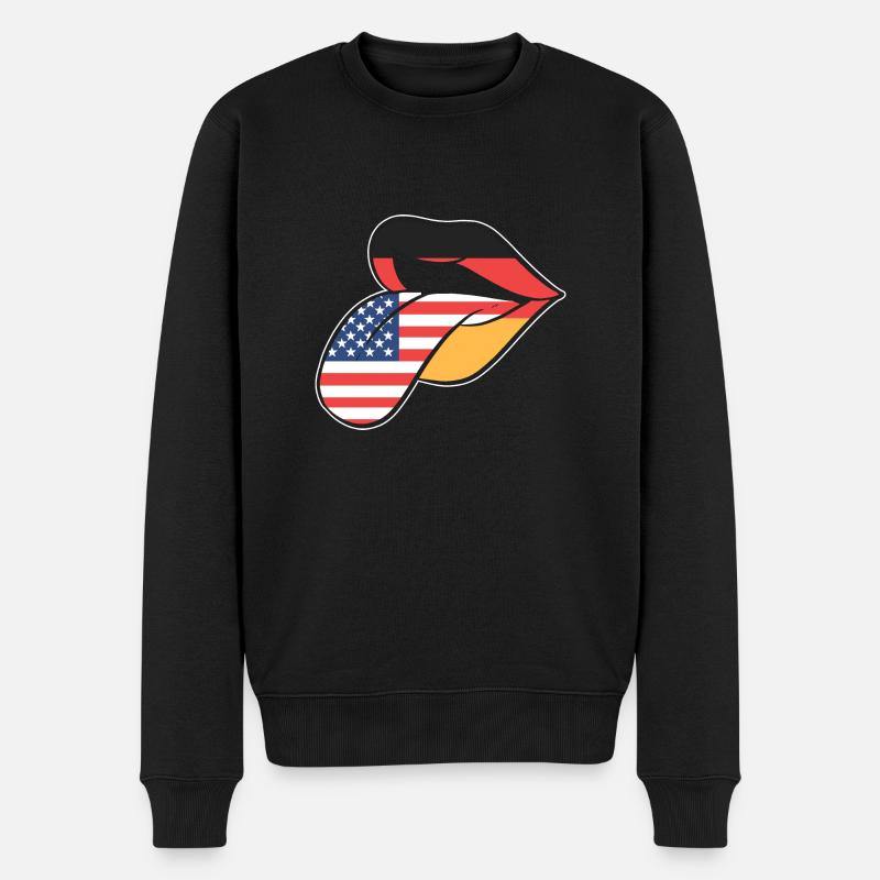 Amerikanisch Deutsch - Männer Premium Bio Pullover - Schwarz