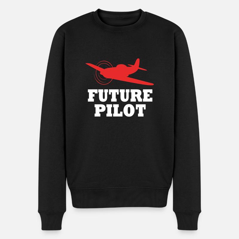Pilot Flugzeug - Männer Premium Bio Pullover - Schwarz