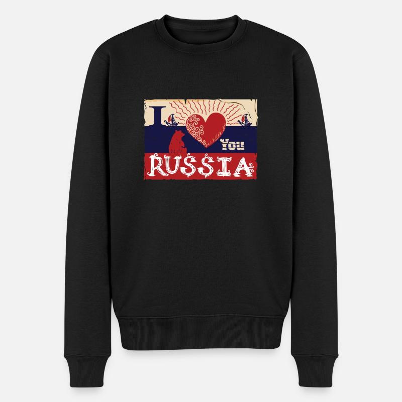 Je t'aime la Russie - Pull Premium bio Homme - noir
