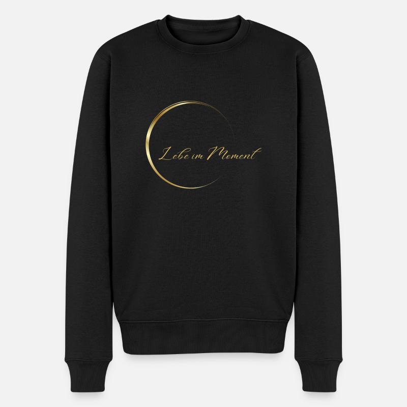 Lebe im Moment Logo,Design - Männer Premium Bio Pullover - Schwarz