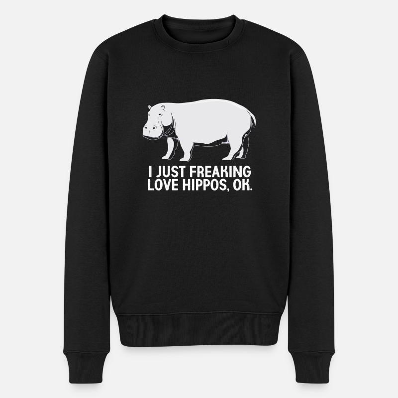 Nilpferd - Männer Premium Bio Pullover - Schwarz