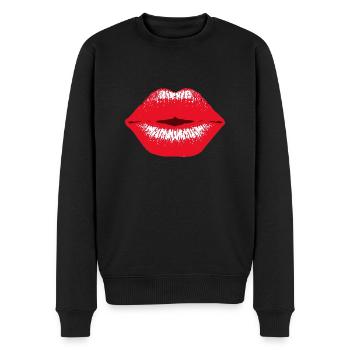 lèvres rouge à lèvres Embrasser déclaration sexy Fun - Pull Premium bio Homme - noir - Devant - Nico (187cm)