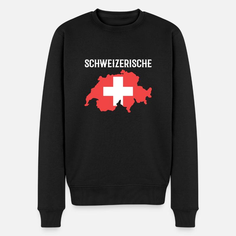 Schweiz - Männer Premium Bio Pullover - Schwarz