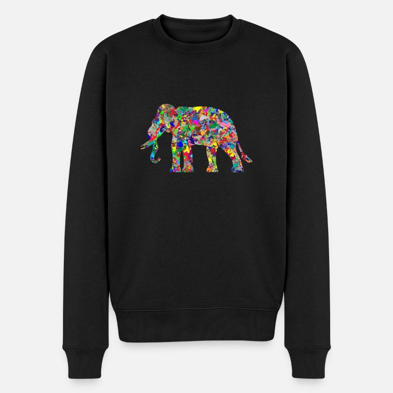 Elefant bunte Farbkleckse Geschenk Geschenkidee - Männer Premium Bio Pullover - Schwarz