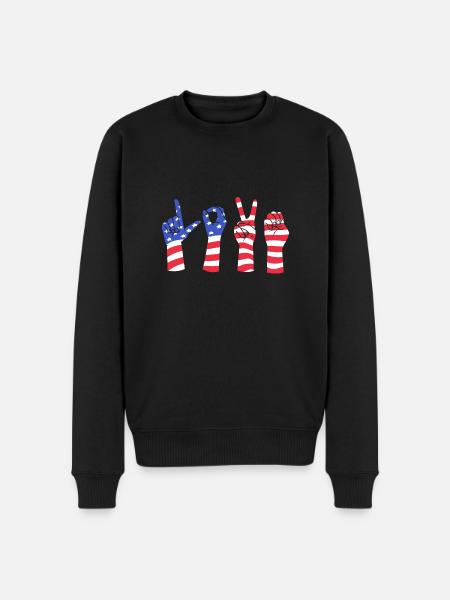 Sign language sign ASL deaf - Men's Premium Organic Jumper - black