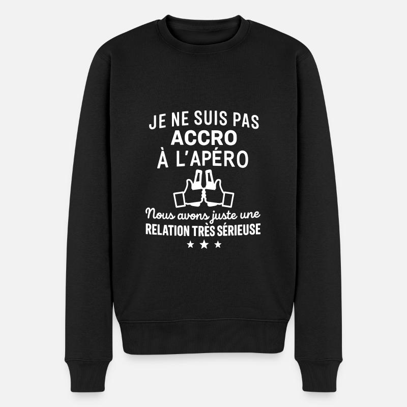 Pas accro Humour Apéro Drôles - Pull Premium bio Homme - noir
