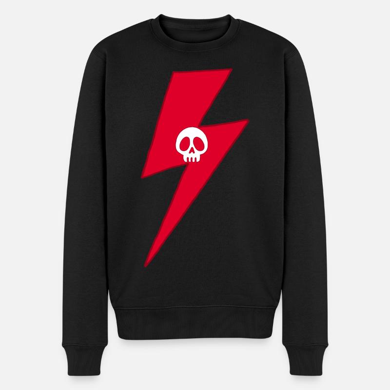 Totenkopf und roter Blitz - Männer Premium Bio Pullover - Schwarz