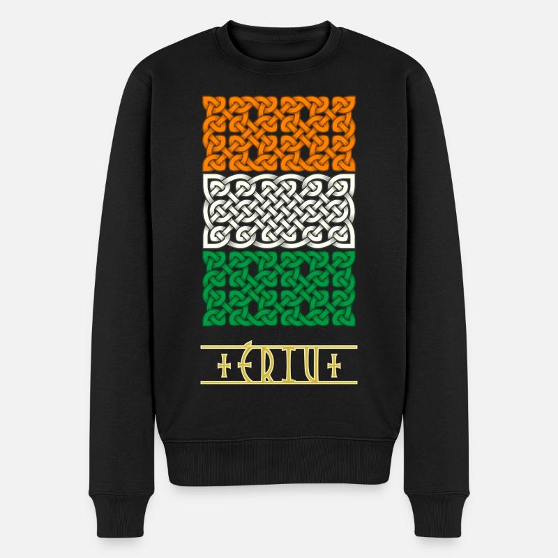 Irish Pride Keltische Irland Flagge - Männer Premium Bio Pullover - Schwarz