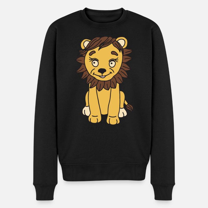 Kleiner süßer Löwe - Männer Premium Bio Pullover - Schwarz