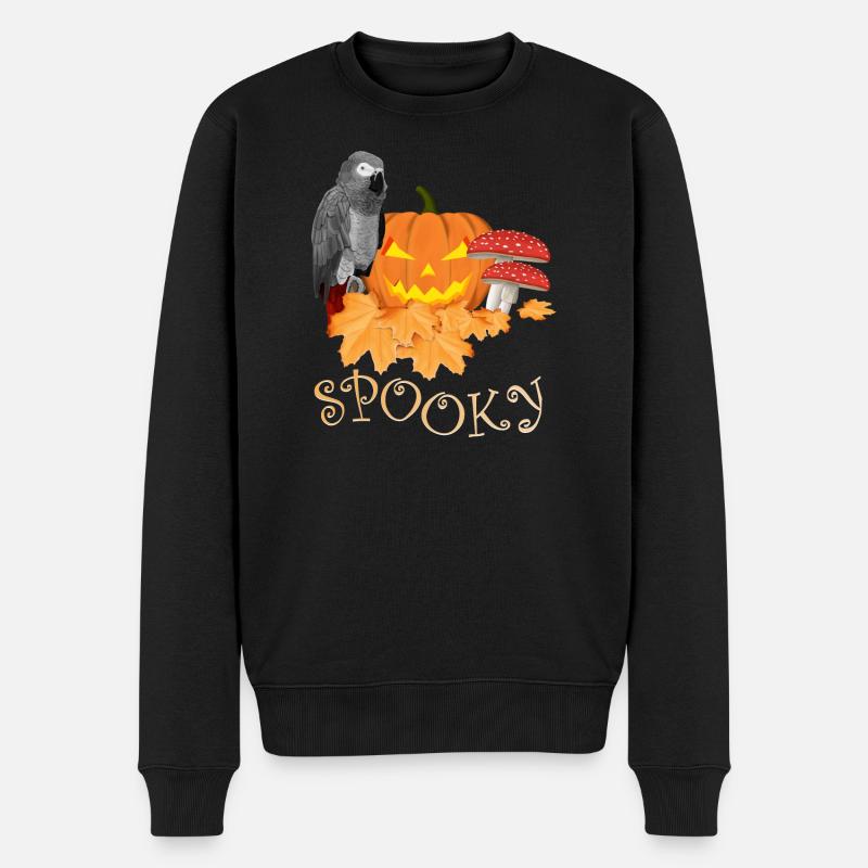Graupapagei Vogel Vogelbeobachter Halloween Spooky - Männer Premium Bio Pullover - Schwarz