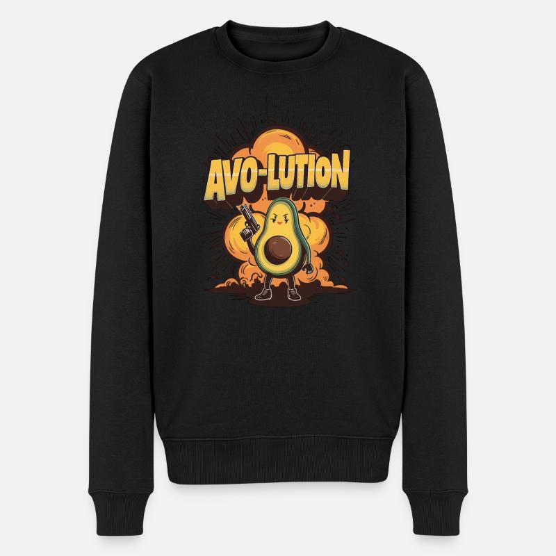 Avocado-Revolution - Männer Premium Bio Pullover - Schwarz