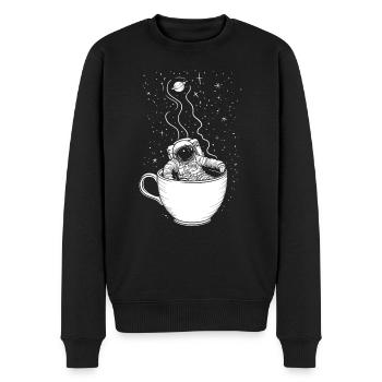 Astronaut im Weltraum - Männer Premium Bio Pullover - Schwarz - Vorne - Nico (187cm)