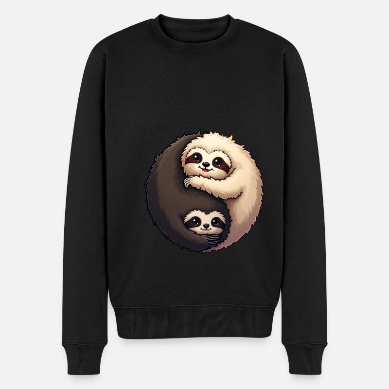 Yin Yang Faultiere - Männer Premium Bio Pullover - Schwarz