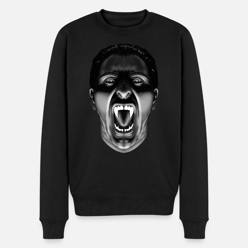 Fauchender Vampir - Männer Premium Bio Pullover - Schwarz
